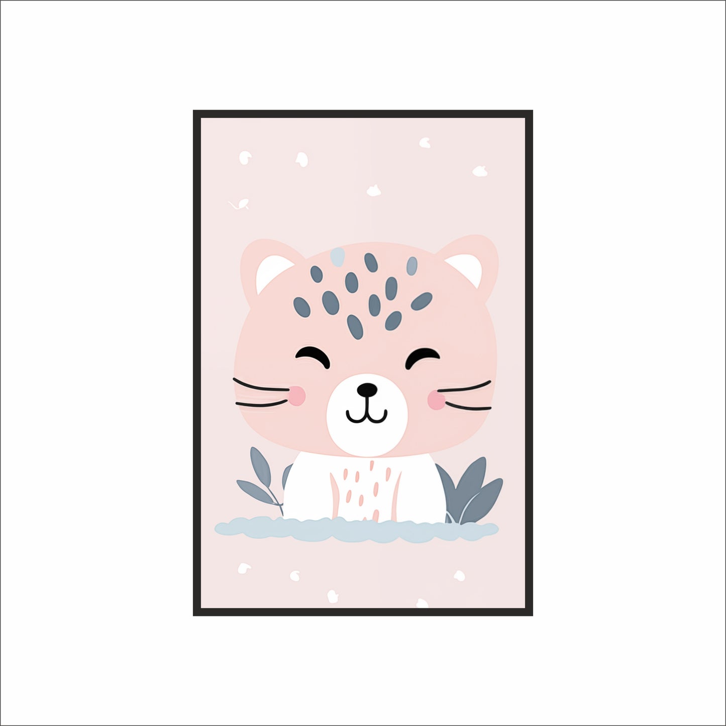 🐯 Cute Tiger Kids Wall Art – Pastel Nursery Room Frame 🌙