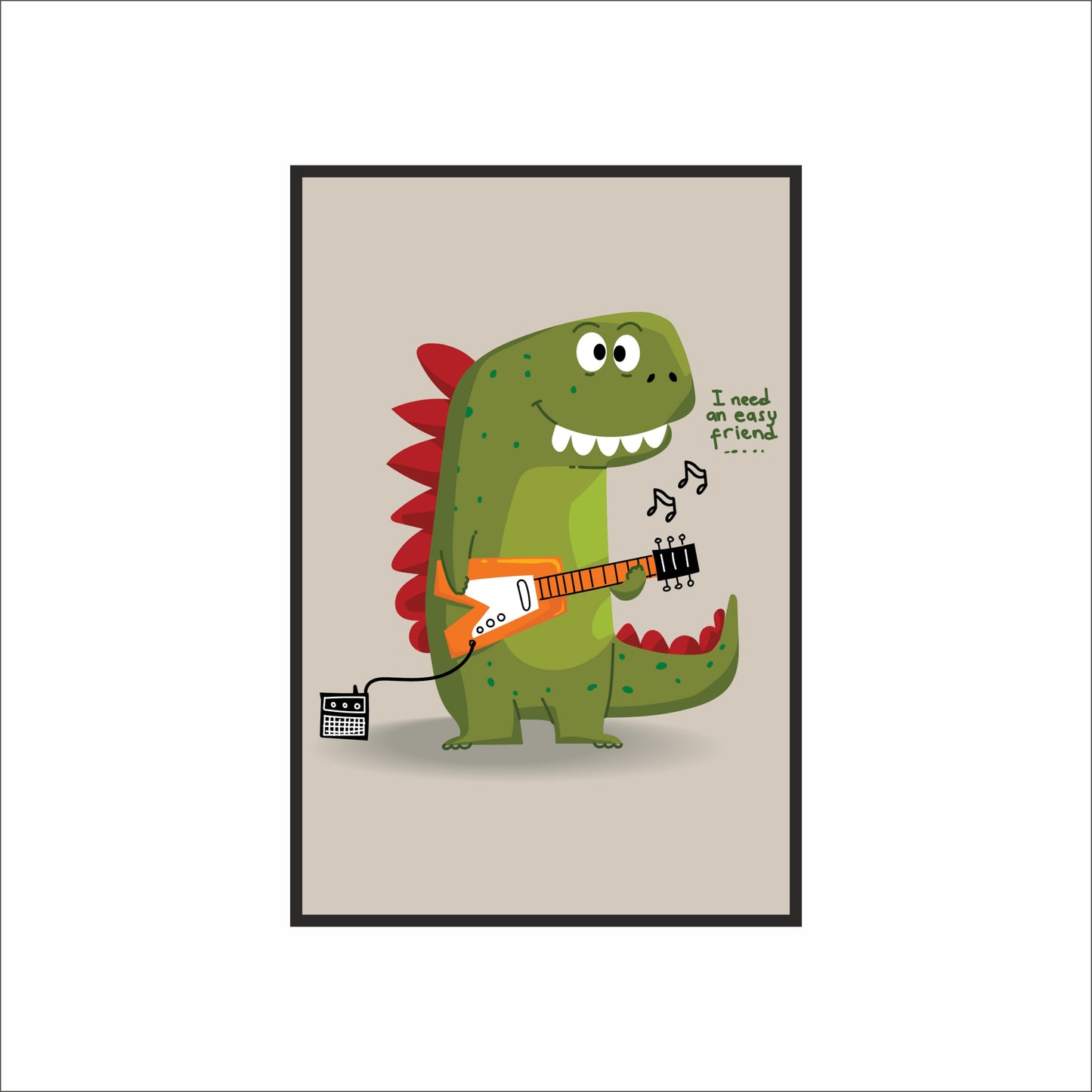🦖 Rockstar Dino Kids Wall Art – Fun & Musical Nursery Frame 🎸