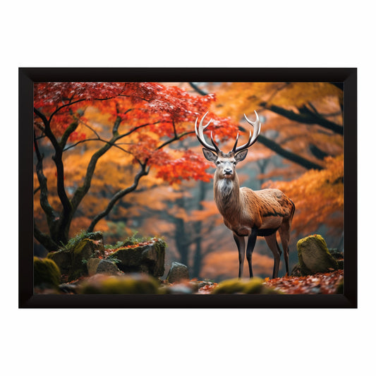 Deer Wall Art | Majestic Deer in Autumn Forest | Framed Wildlife Artwork | Nature & Woodland Wall Decor