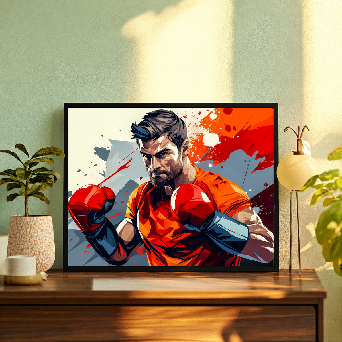 Boxing Wall Art | Framed Boxer Action Poster | Boxing Sports & Fitness Décor