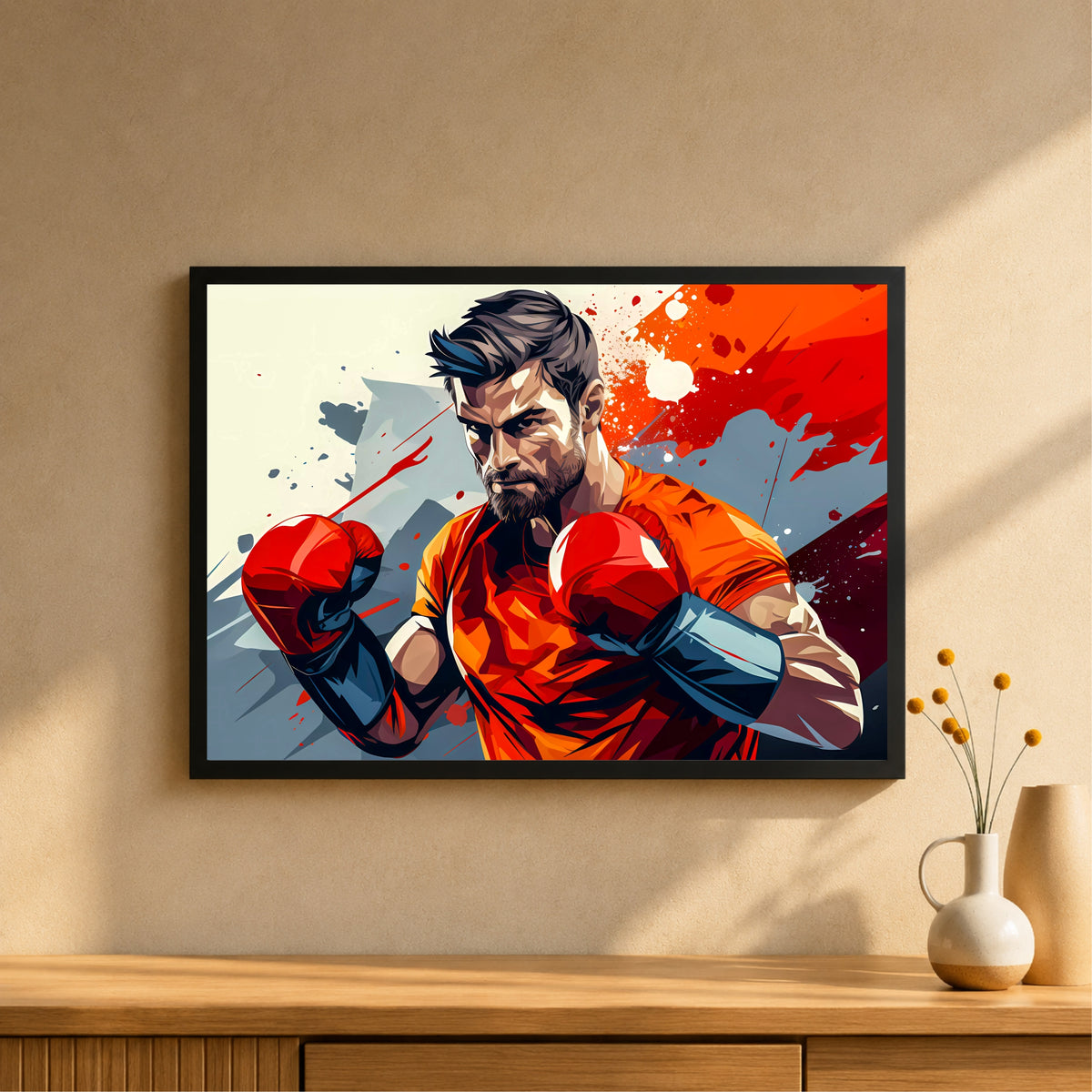 Boxing Wall Art | Framed Boxer Action Poster | Boxing Sports & Fitness Décor