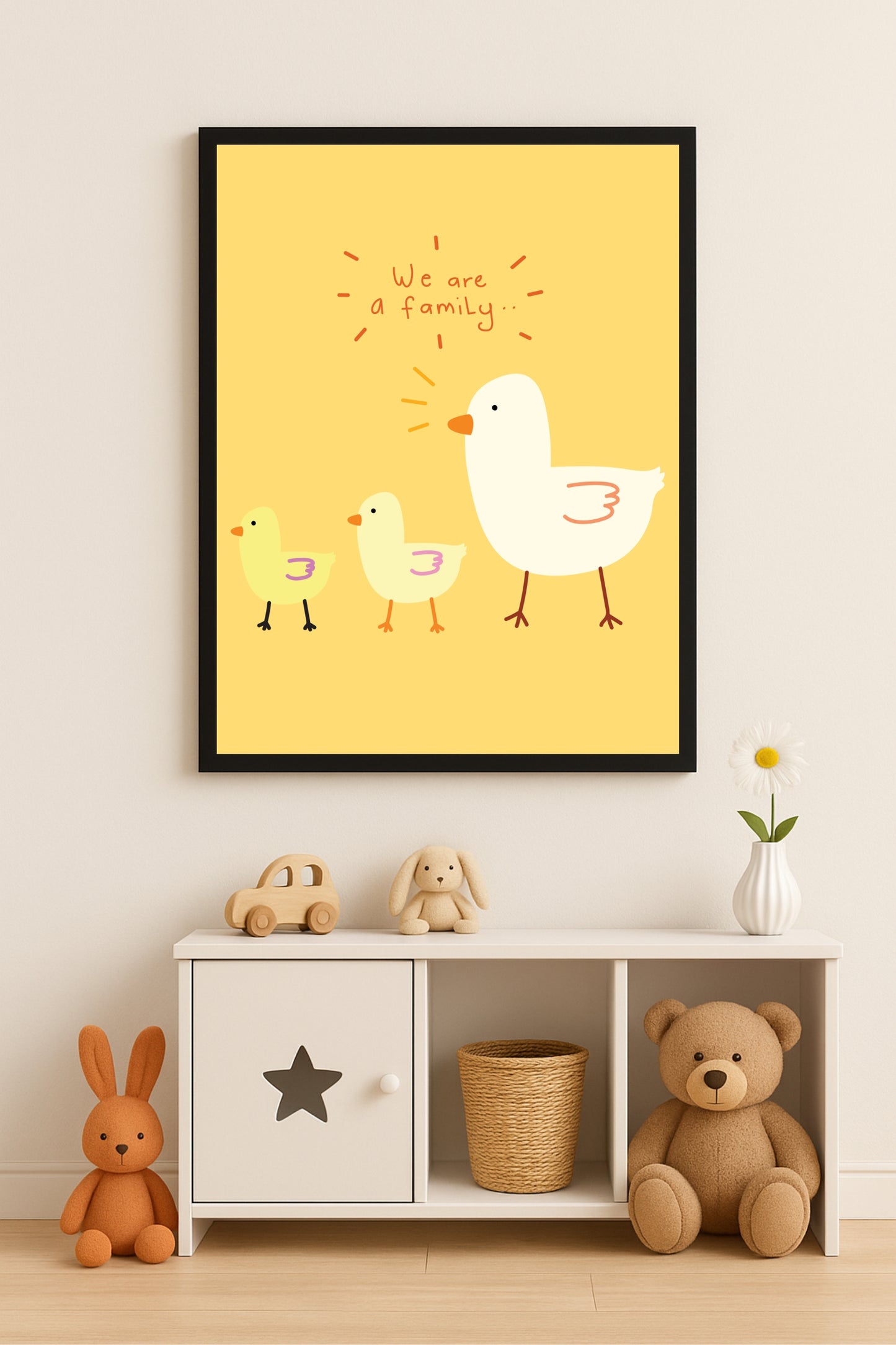 🐤 We Are a Family – Cute Duck Family Kids Wall Art 🧡