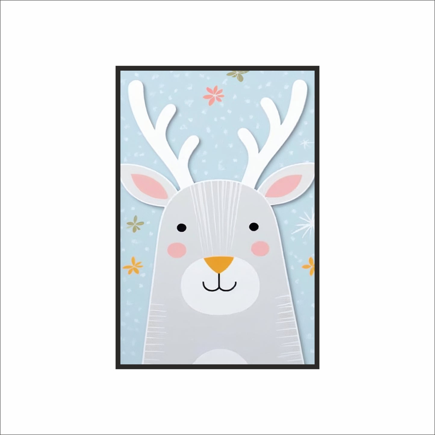 Cute Reindeer Wall Frame – Adorable Winter Art for Kids’ Room 🦌❄️