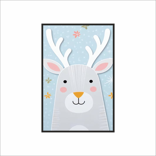 Cute Reindeer Wall Frame – Adorable Winter Art for Kids’ Room 🦌❄️