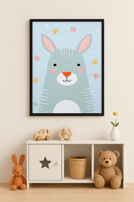 Adorable Bunny Wall Frame – Sweet Pastel Art for Kids’ Room 🐰🌼