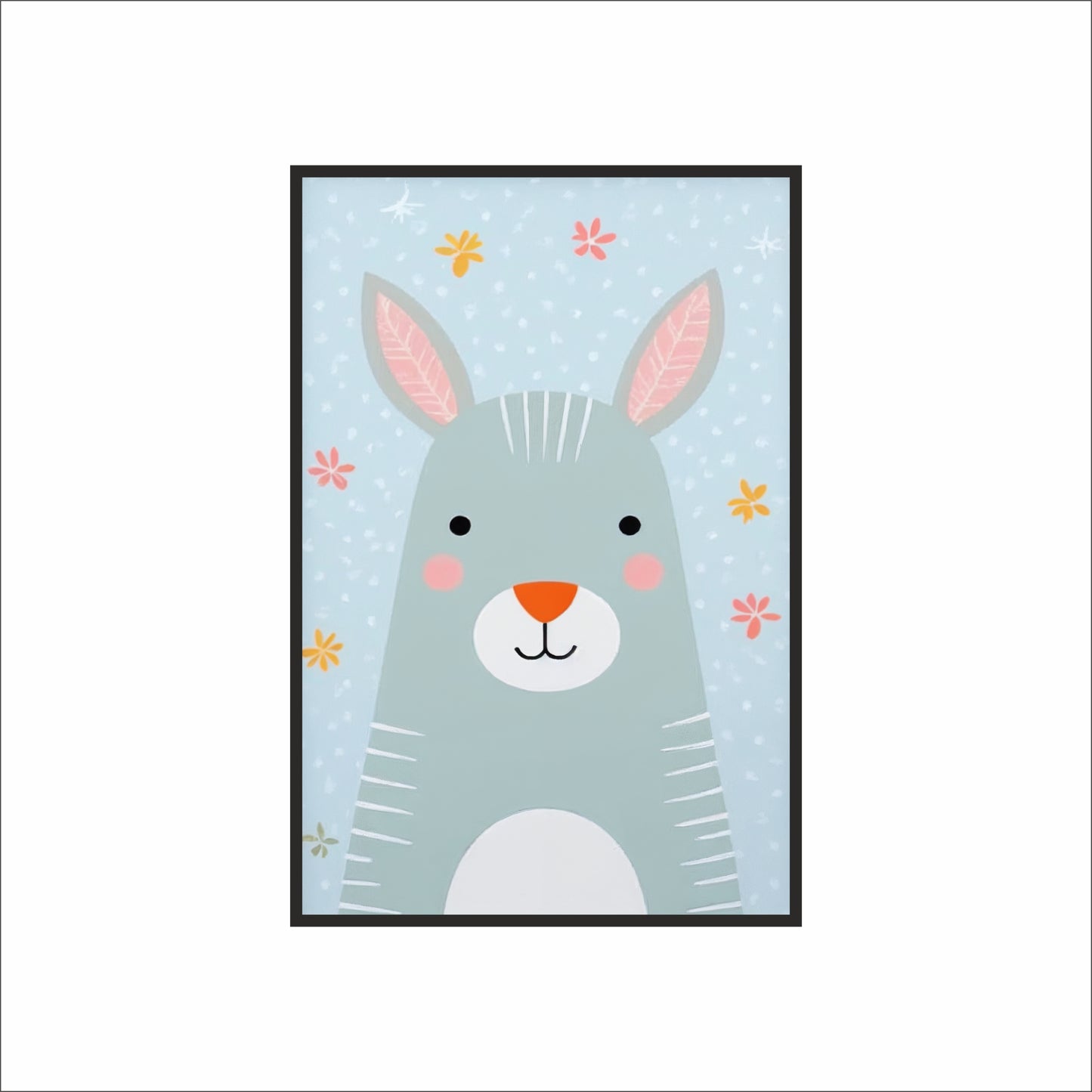 Adorable Bunny Wall Frame – Sweet Pastel Art for Kids’ Room 🐰🌼