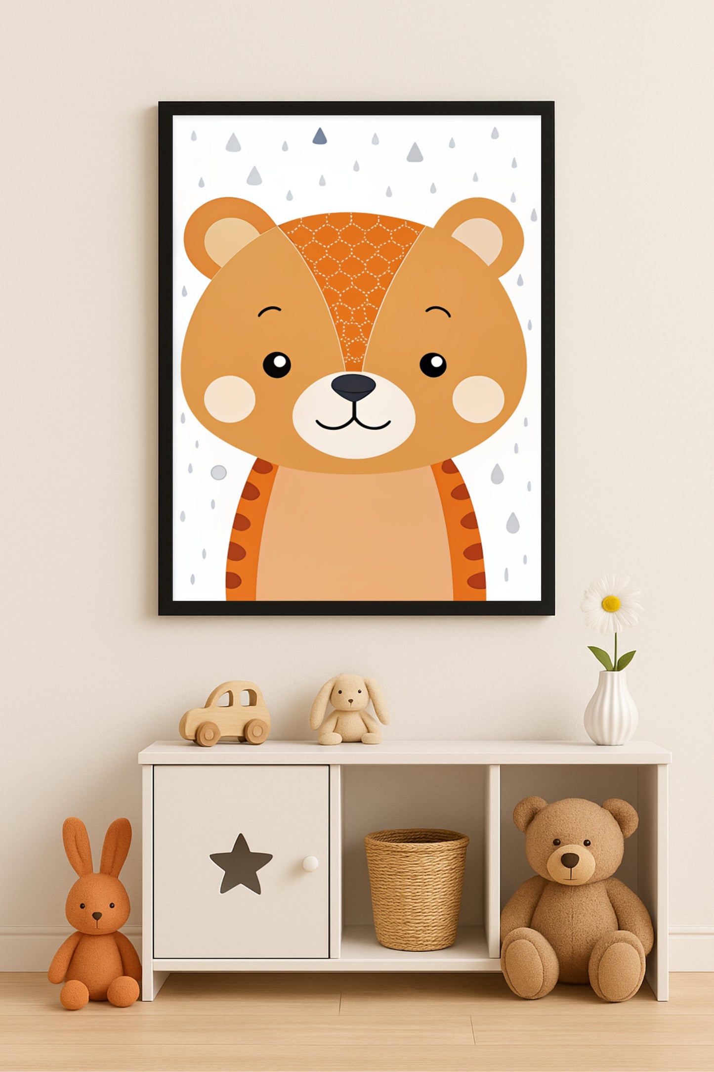Cute Bear Wall Frame – Adorable Animal Art for Kids’ Room 🧸🌈