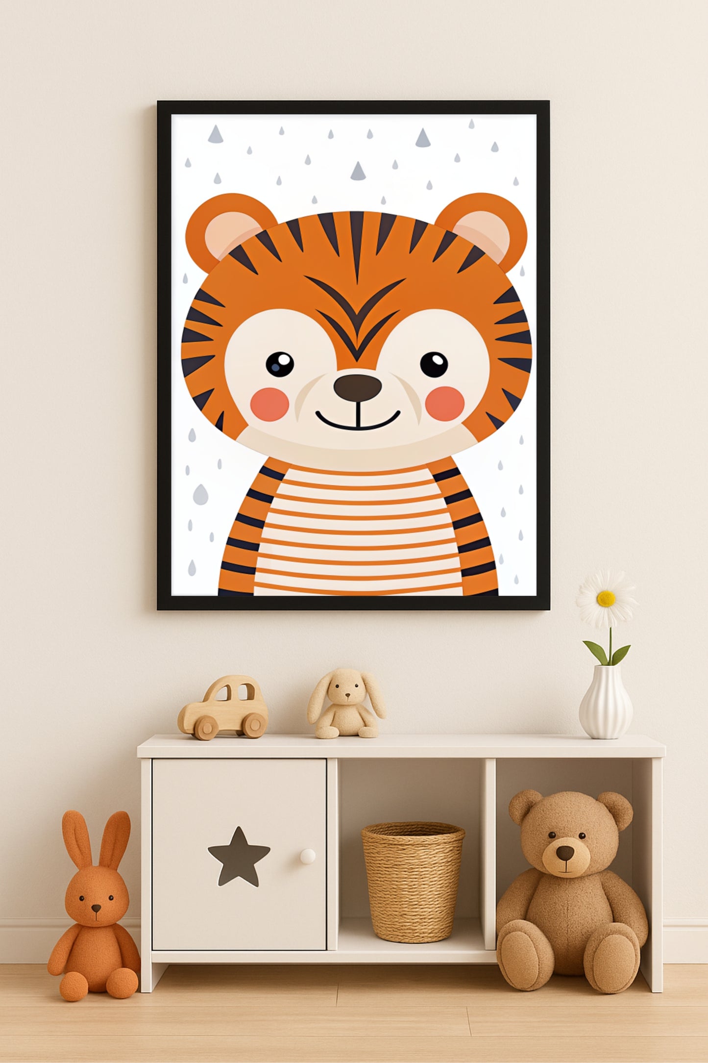 🐯 Cute Tiger Wall Frame – Jungle Animal Art for Kids Room & Nursery