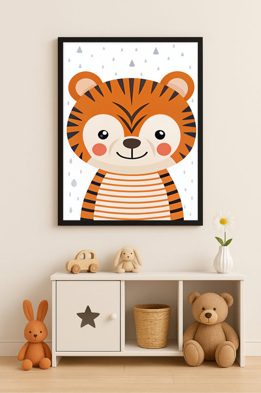 🐯 Cute Tiger Wall Frame – Jungle Animal Art for Kids Room & Nursery