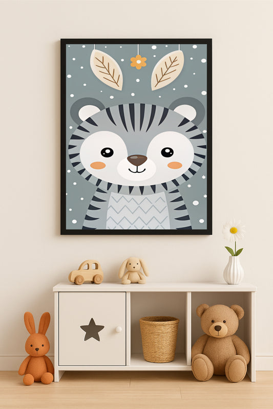 🐻 Cute Bear Wall Frame – Adorable Animal Art for Nursery & Kids Room