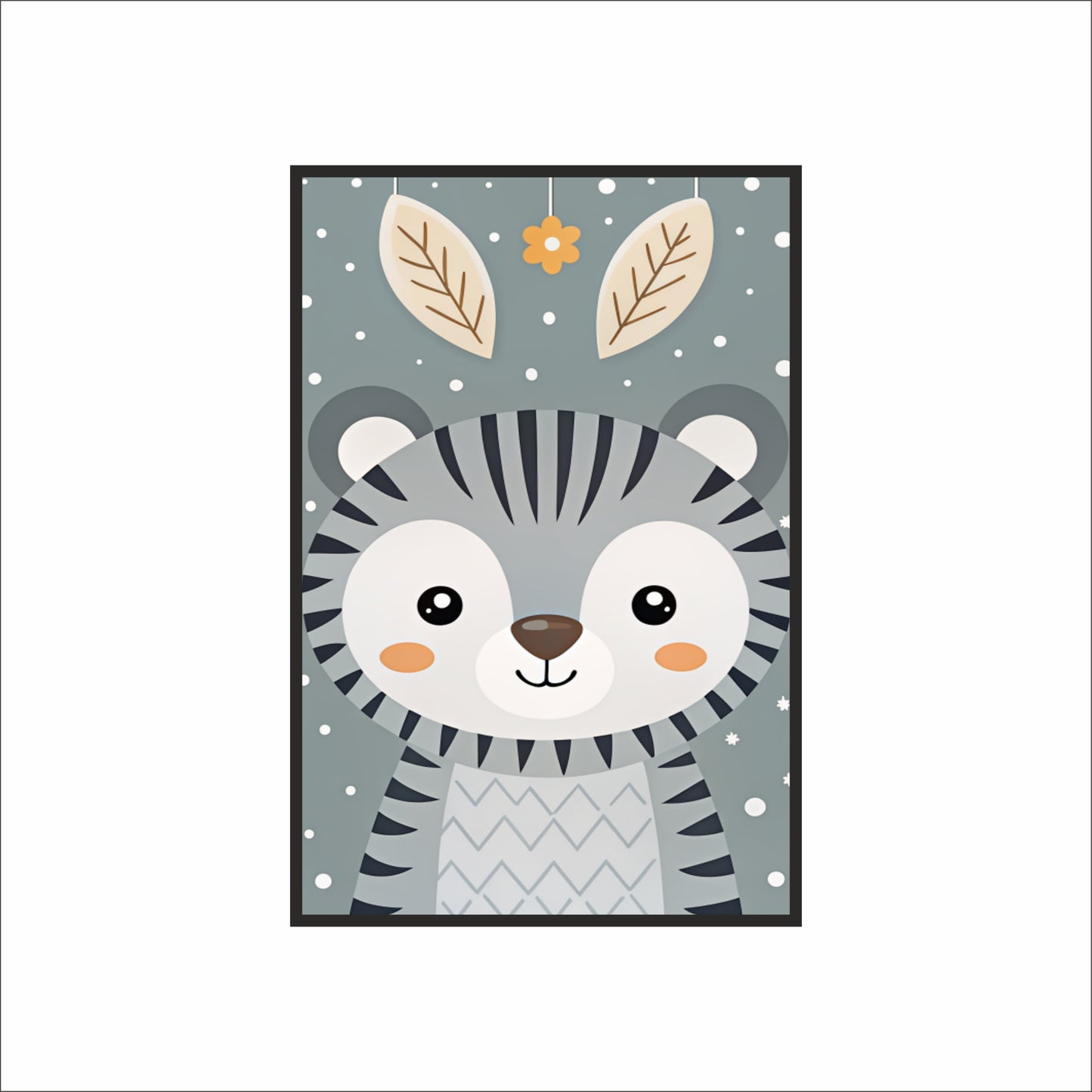 🐻 Cute Bear Wall Frame – Adorable Animal Art for Nursery & Kids Room