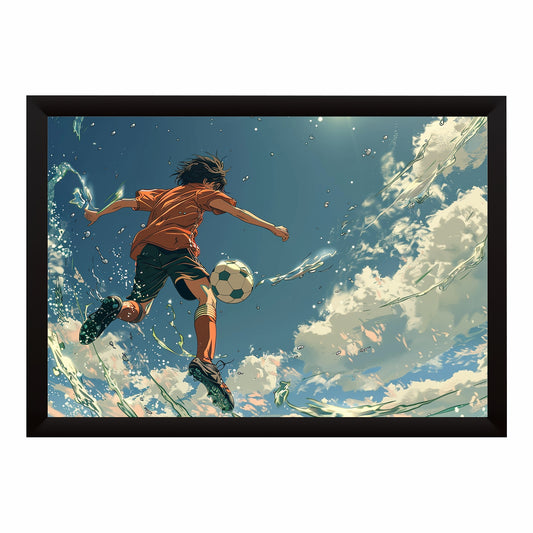 Football Wall Art | Framed Soccer Player Action Poster | Sports & Motivation Décor