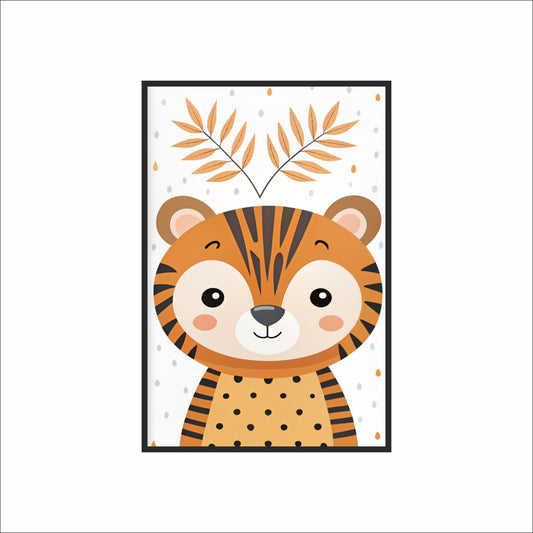 🐯 Cute Tiger Wall Frame – Adorable Jungle Animal Art for Nursery & Kids Room