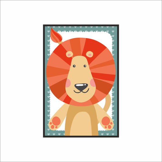🦁 Cute Lion Wall Frame – Jungle King Art for Nursery & Kids Room