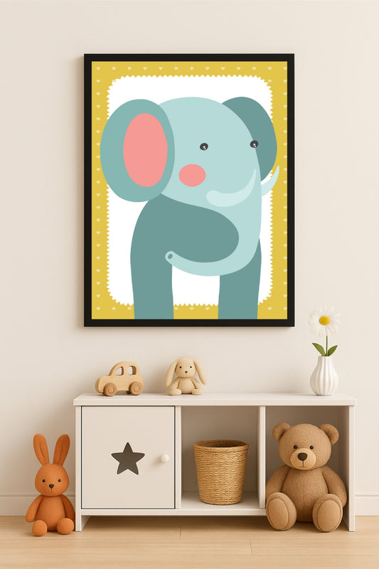 Adorable Elephant Wall Frame – Cute Art for Kids’ Room Décor 🐘💛