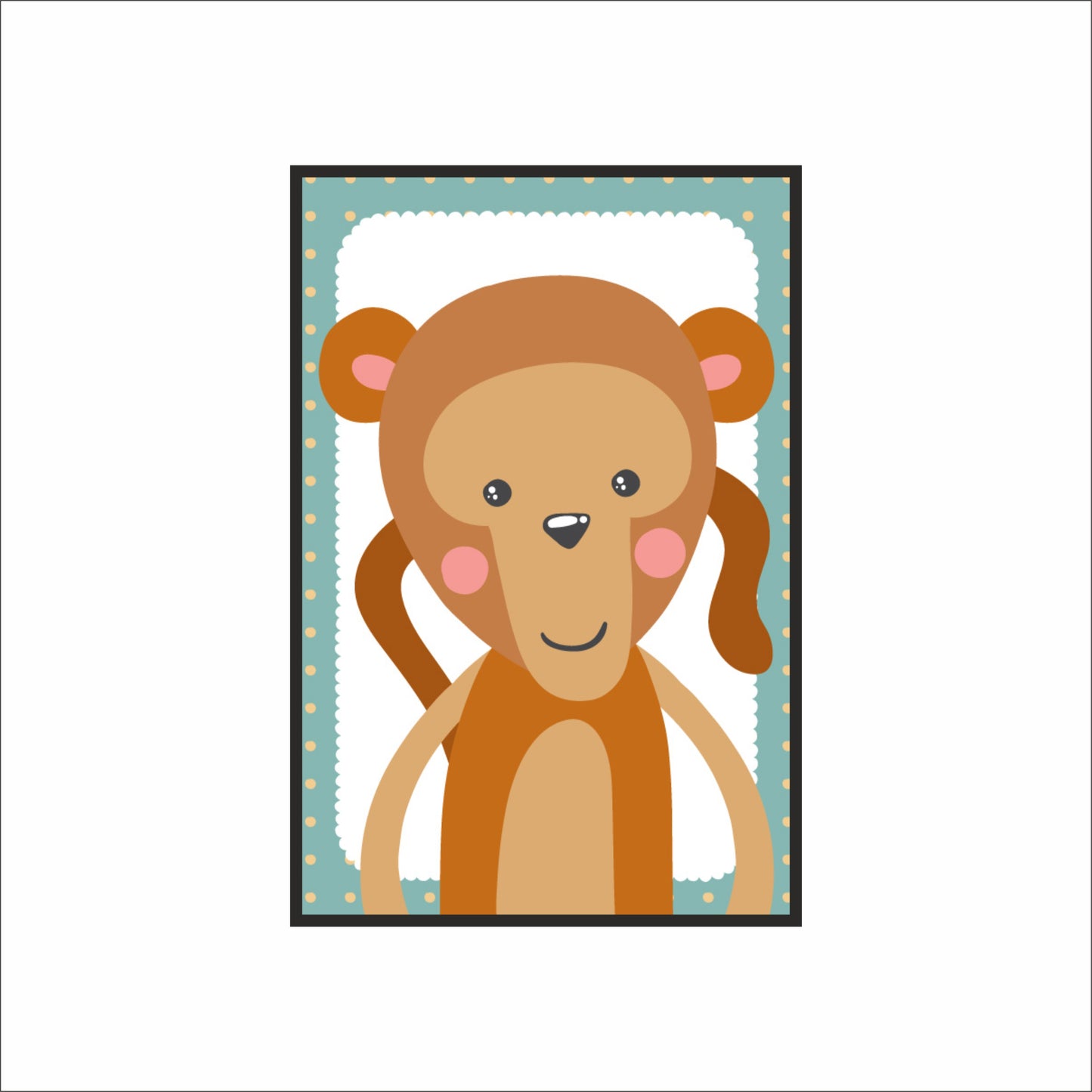 Playful Monkey Wall Frame – Cute Jungle Theme Art for Kids’ Room Décor 🐵💙
