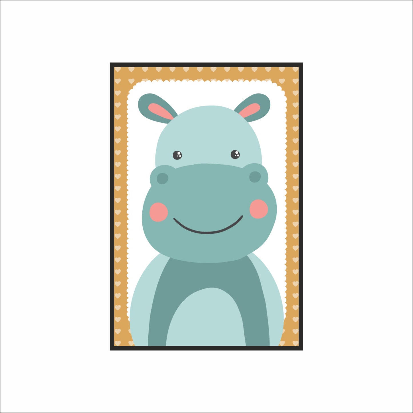 Happy Hippo Wall Frame – Cute Animal Art for Kids’ Room Décor 🦛💙