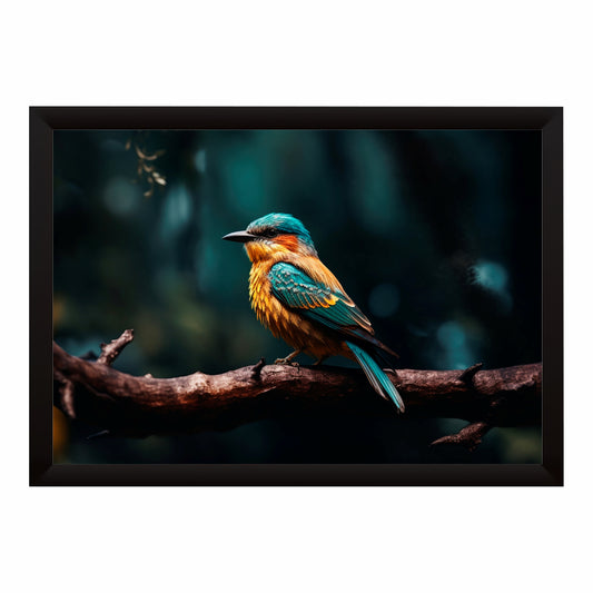 Kingfisher Bird Wall Art | Colorful Blue & Orange Bird Artwork | Framed Nature Photography | Wildlife Wall Decor