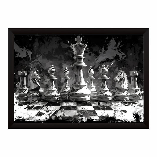 Chess Wall Art | Framed Chess King & Pieces Artwork | Strategy & Mindset Décor