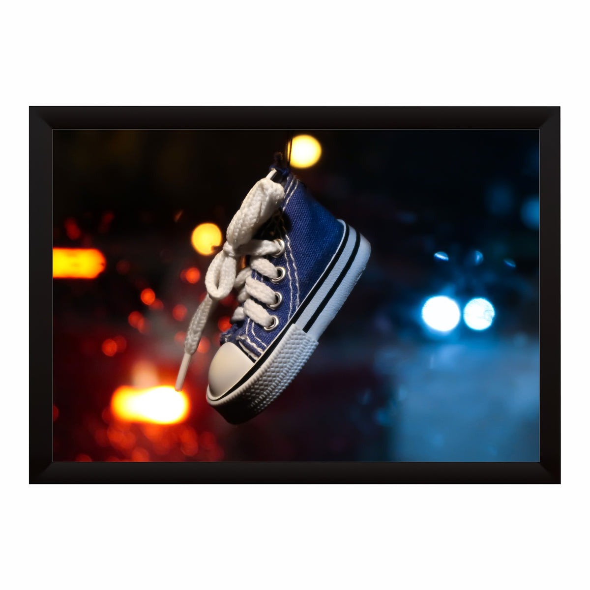Blue Sneaker Wall Art | Hanging Shoes Artwork | Urban Footwear Decor