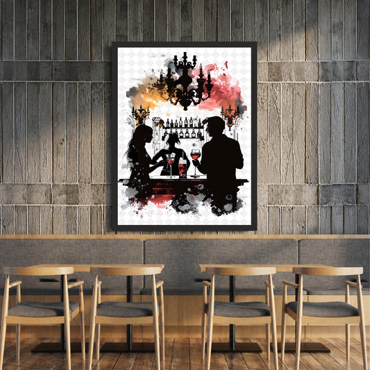 Bar Wall Art | Framed Pub & Cocktail Bar Artwork | Modern Wine & Drinks Wall Décor | Bar Lounge Art
