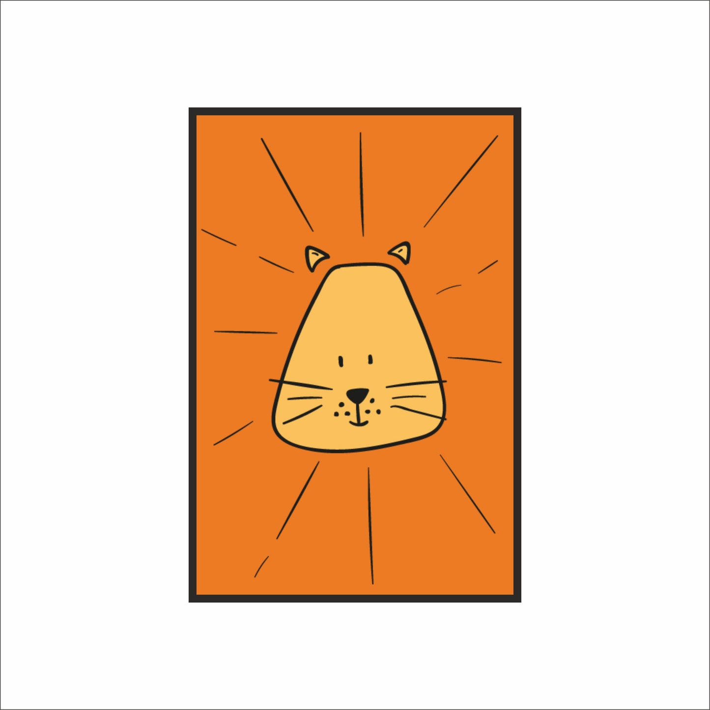Sunny Lion Wall Frame – Cheerful Animal Art for Kids’ Room Décor 🦁🧡