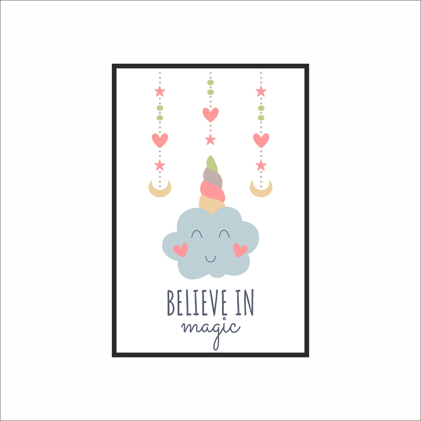 Dreamy Cloud Unicorn Wall Frame – Cute & Magical Kids’ Room Décor ☁️🦄✨