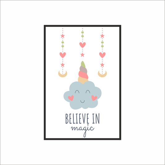 Dreamy Cloud Unicorn Wall Frame – Cute & Magical Kids’ Room Décor ☁️🦄✨