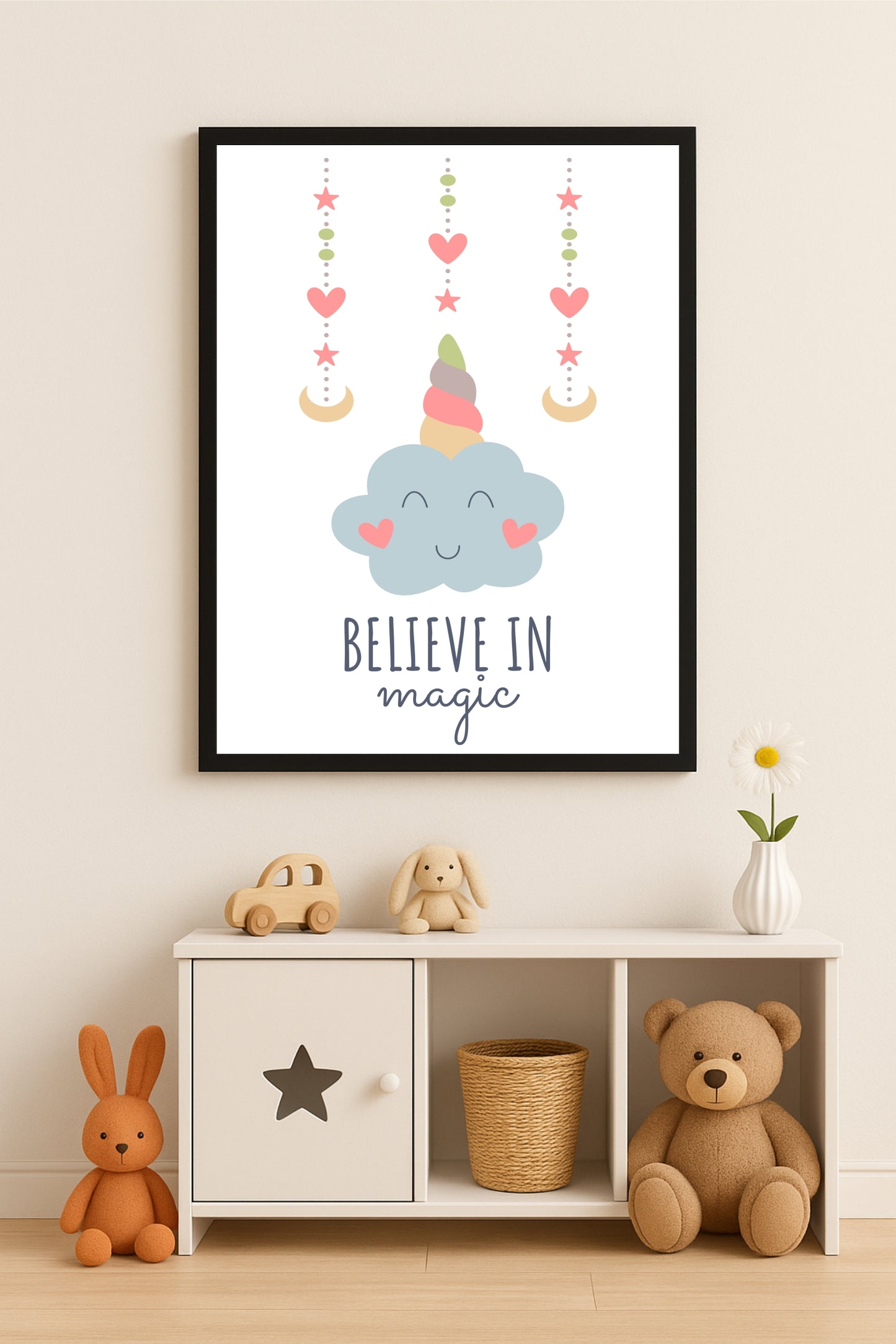 Dreamy Cloud Unicorn Wall Frame – Cute & Magical Kids’ Room Décor ☁️🦄✨