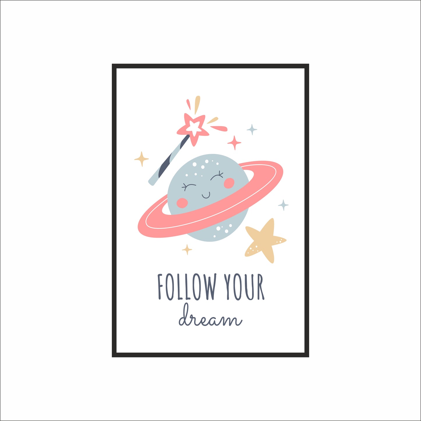 Dreamy Space Planet Wall Frame – Cute & Inspiring Kids’ Room Décor 🌍⭐✨