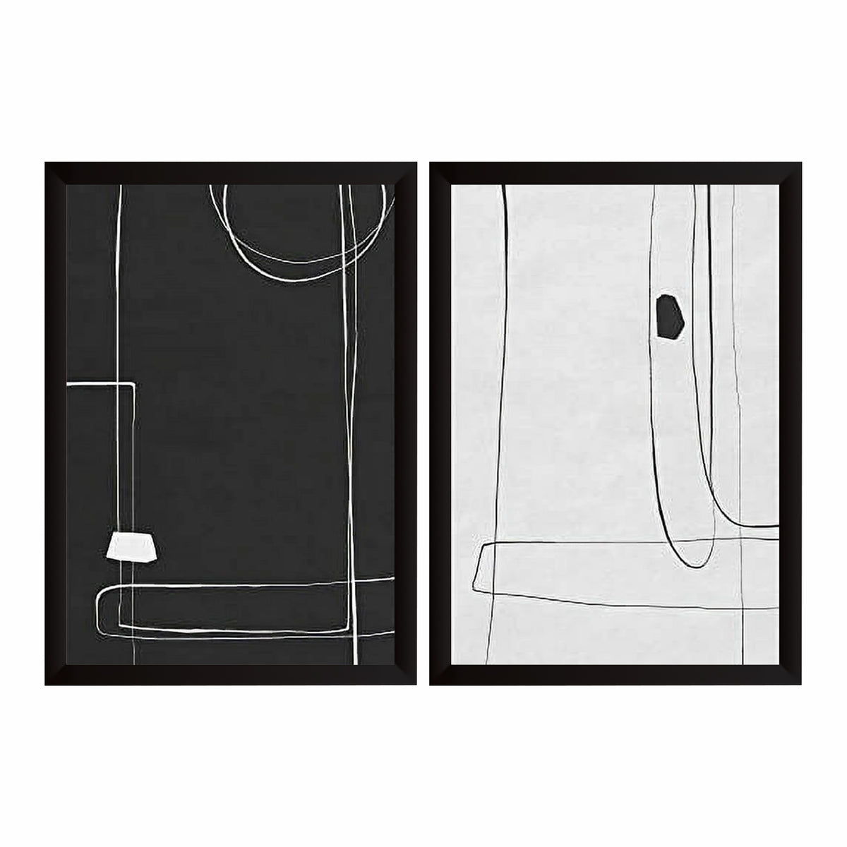 Minimalist Line Art Set of 2 Wall Art | Black & White Abstract Prints