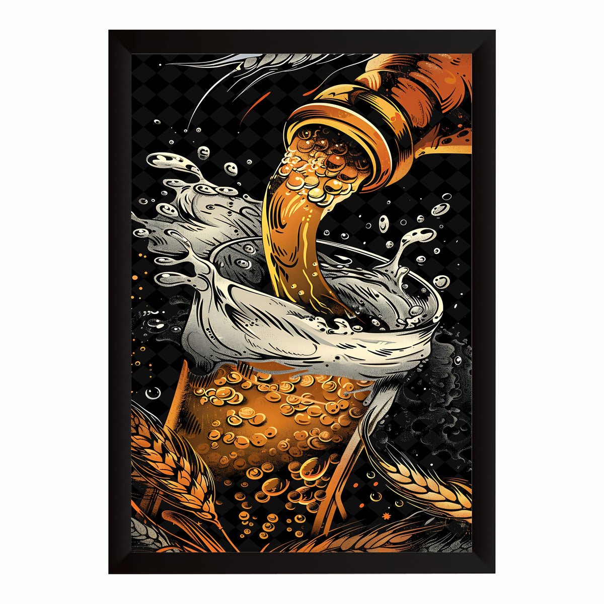 Beer Wall Art | Framed Beer Pour Artwork | Modern Brewery & Pub Décor | Beer Lover Wall Décor