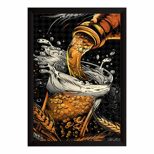 Beer Wall Art | Framed Beer Pour Artwork | Modern Brewery & Pub Décor | Beer Lover Wall Décor