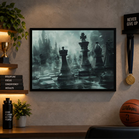 Chess Wall Art | Framed Chess King Artwork | Strategy & Mindset Sports Décor