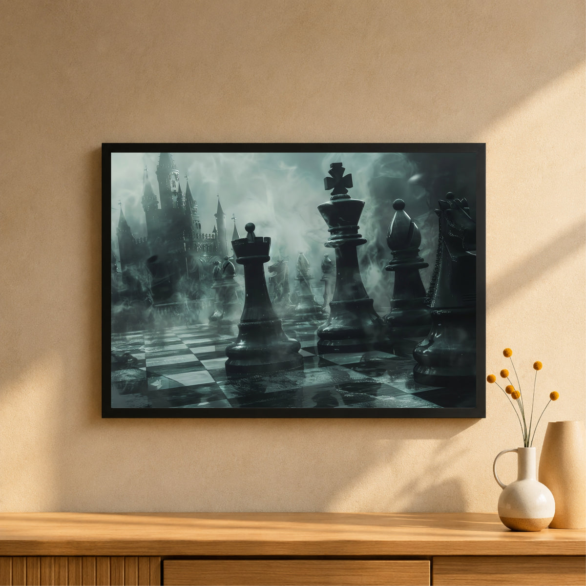 Chess Wall Art | Framed Chess King Artwork | Strategy & Mindset Sports Décor