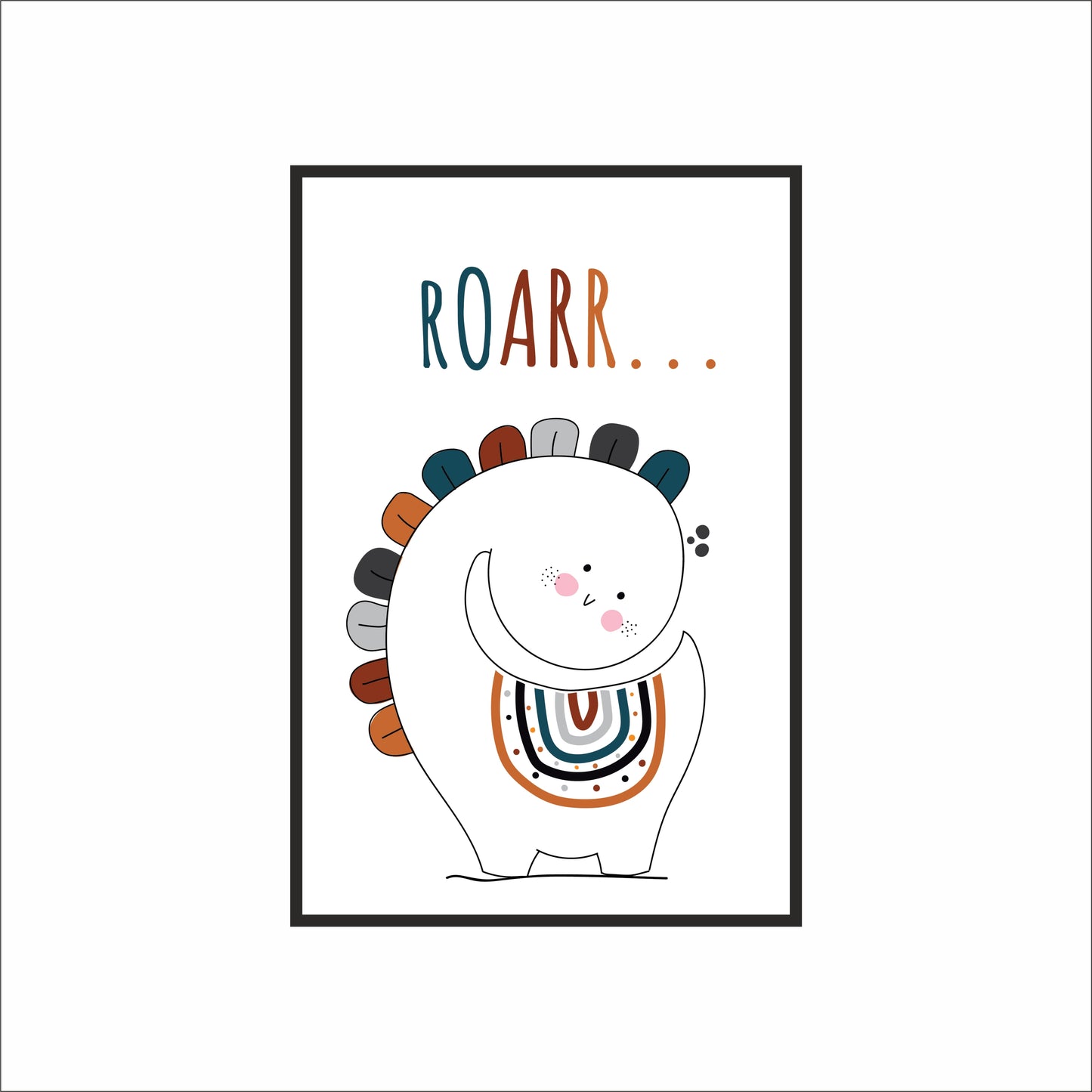 “Dino Roar Wall Frame – Cute Dinosaur Art for Kids’ Room 🦕💛”