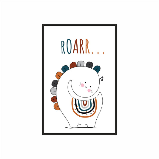 “Dino Roar Wall Frame – Cute Dinosaur Art for Kids’ Room 🦕💛”
