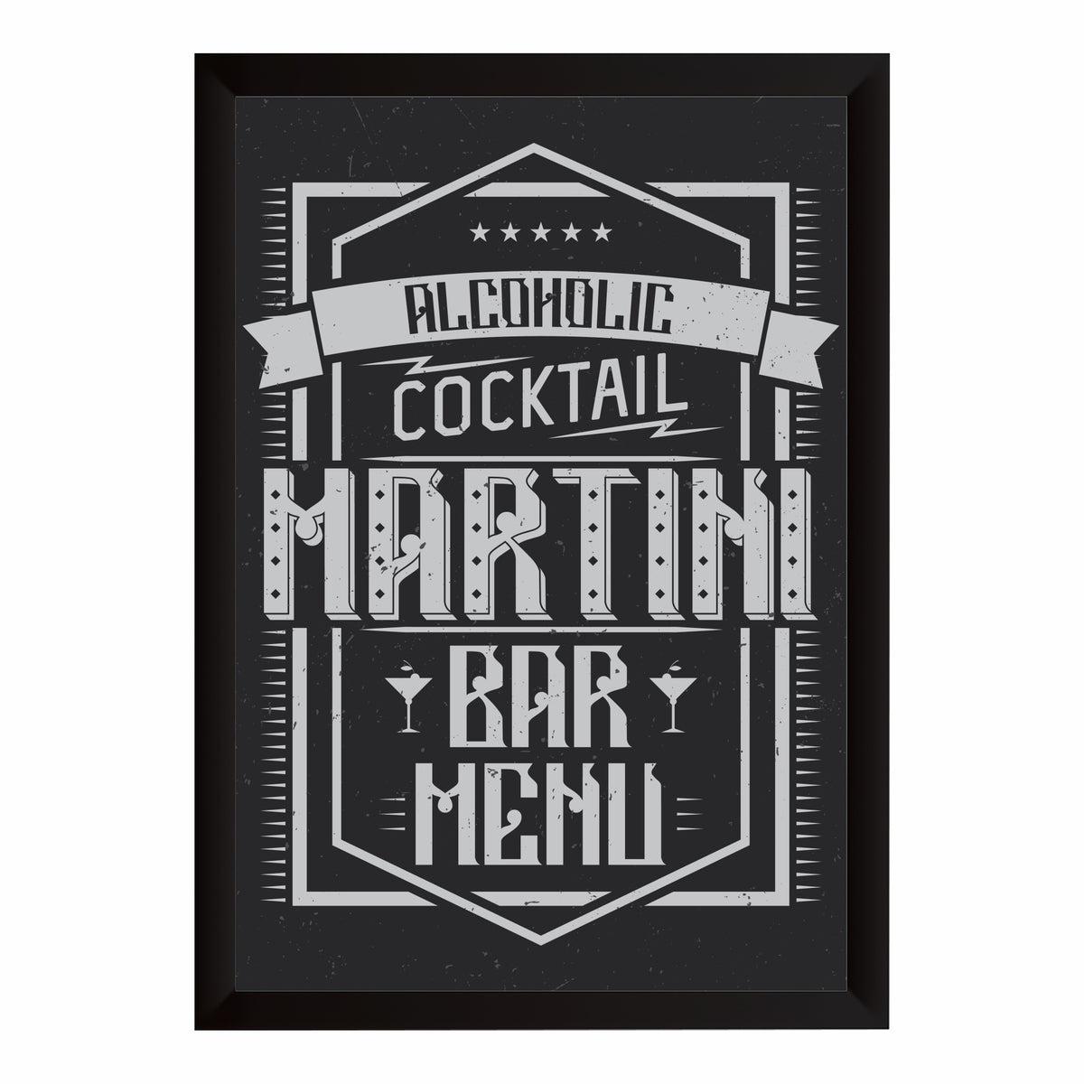 Cocktail Wall Art | Framed Alcoholic Cocktail Bar Artwork | Modern Pub & Bar Décor | Drinks Wall Art