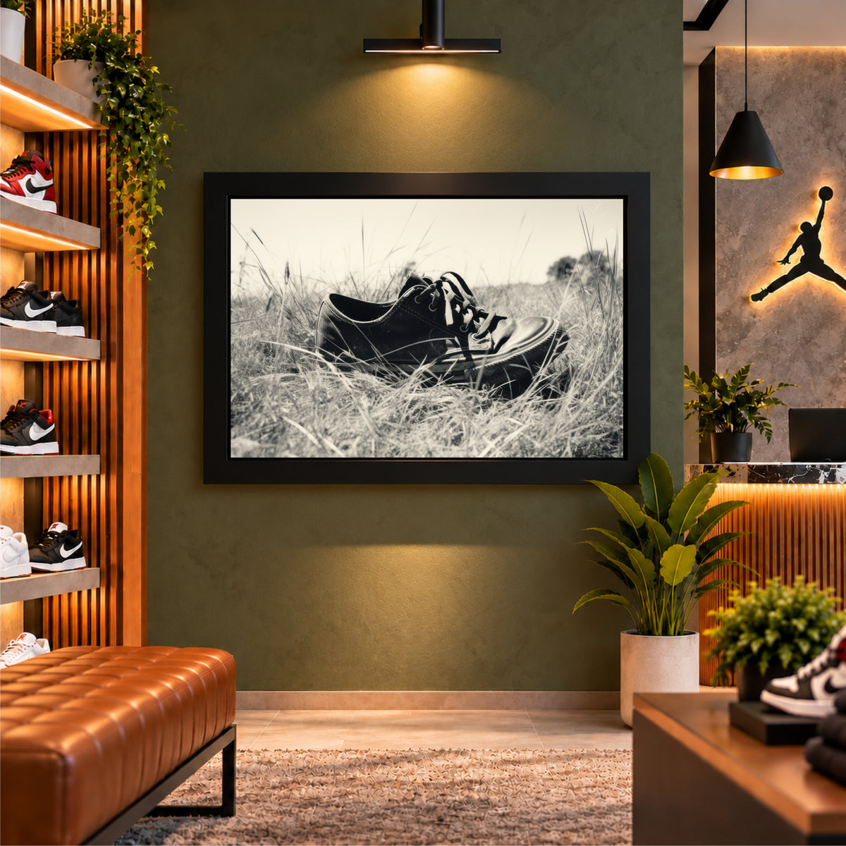 Black Shoe Wall Art | Vintage Footwear Artwork | Monochrome Decor
