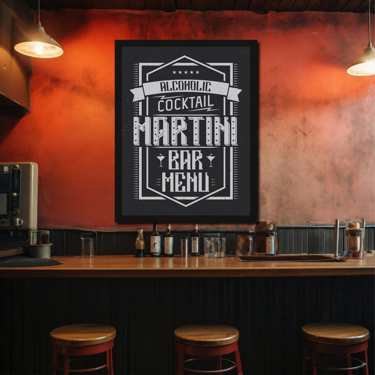 Cocktail Wall Art | Framed Alcoholic Cocktail Bar Artwork | Modern Pub & Bar Décor | Drinks Wall Art