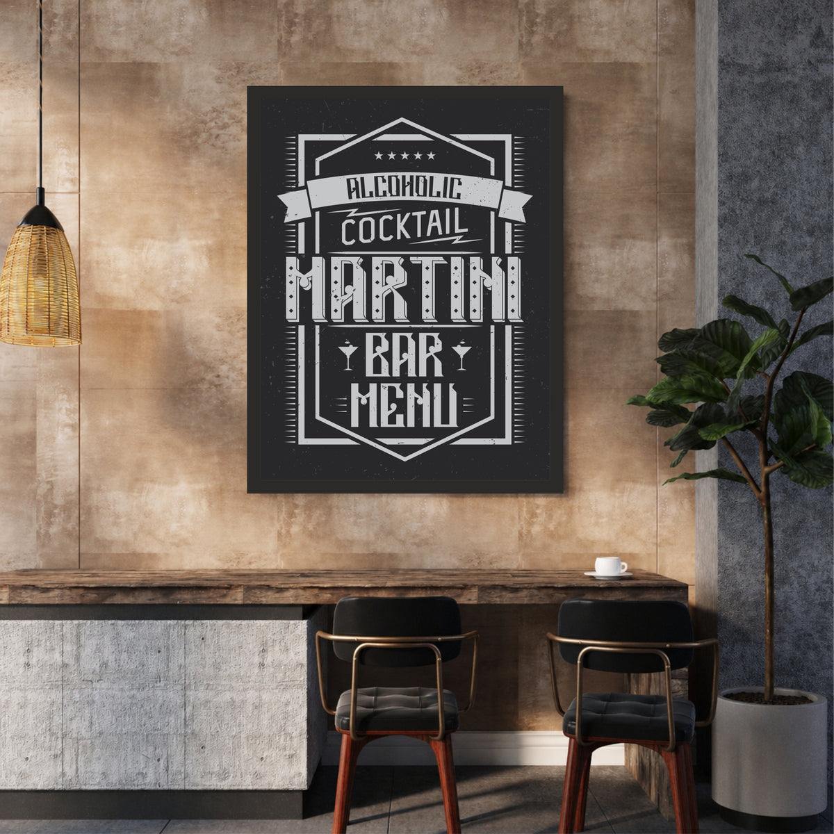 Cocktail Wall Art | Framed Alcoholic Cocktail Bar Artwork | Modern Pub & Bar Décor | Drinks Wall Art