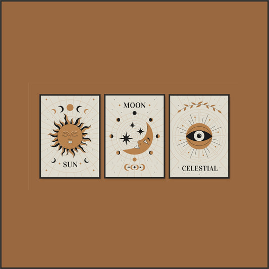 Celestial Harmony Wall Frame Set – Luxury Cosmic Art for Modern Spaces