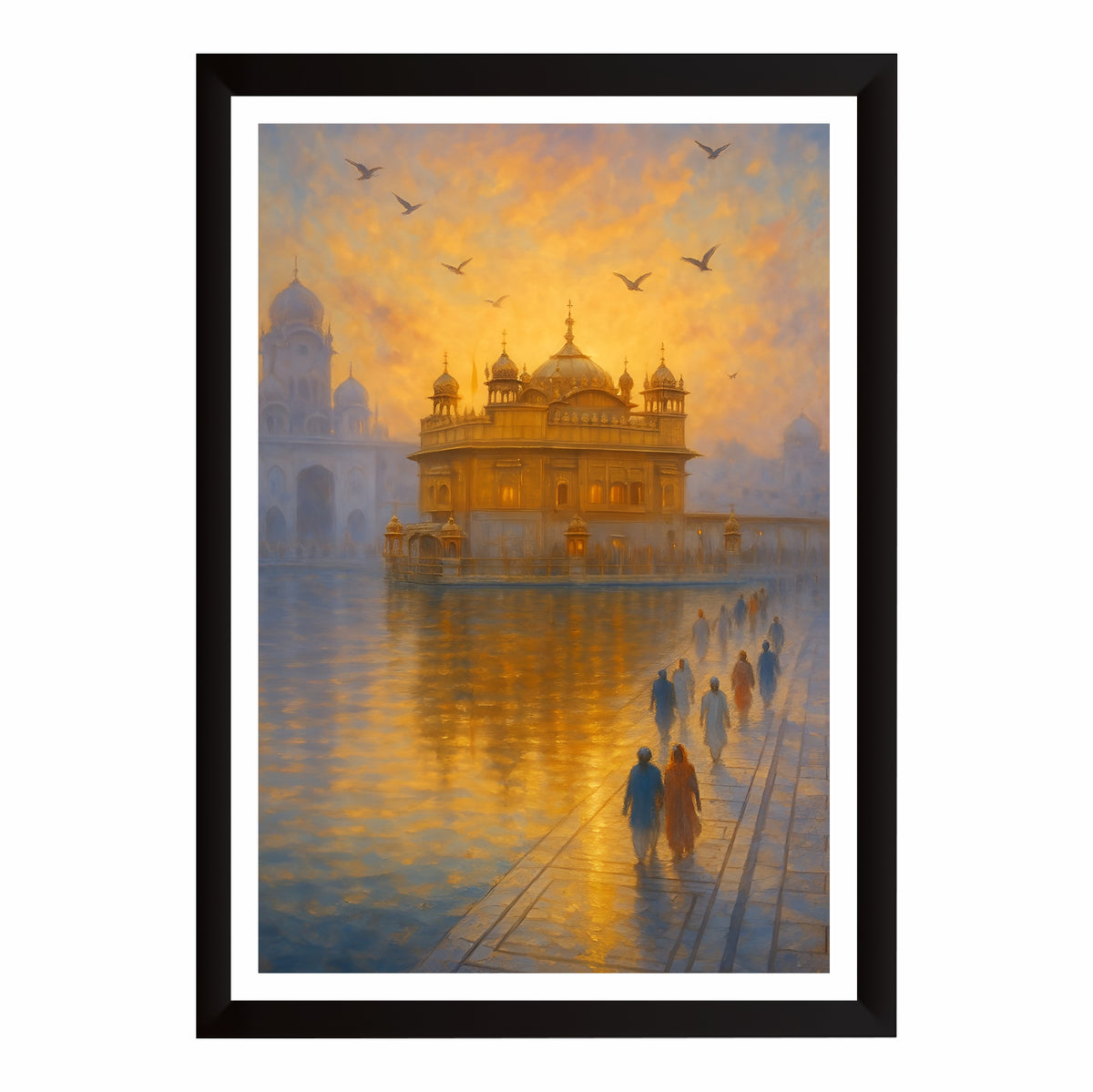 Sri Harmandir Sahib (Golden Temple) at Sunrise – Divine Serenity | Sikh Spiritual Wall Art