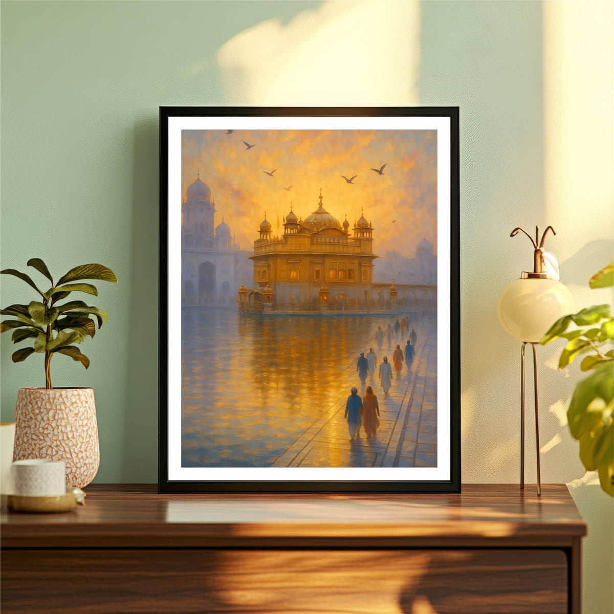 Sri Harmandir Sahib (Golden Temple) at Sunrise – Divine Serenity | Sikh Spiritual Wall Art