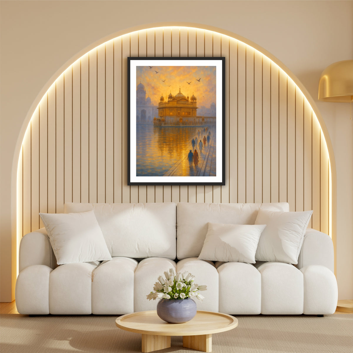 Sri Harmandir Sahib (Golden Temple) at Sunrise – Divine Serenity | Sikh Spiritual Wall Art