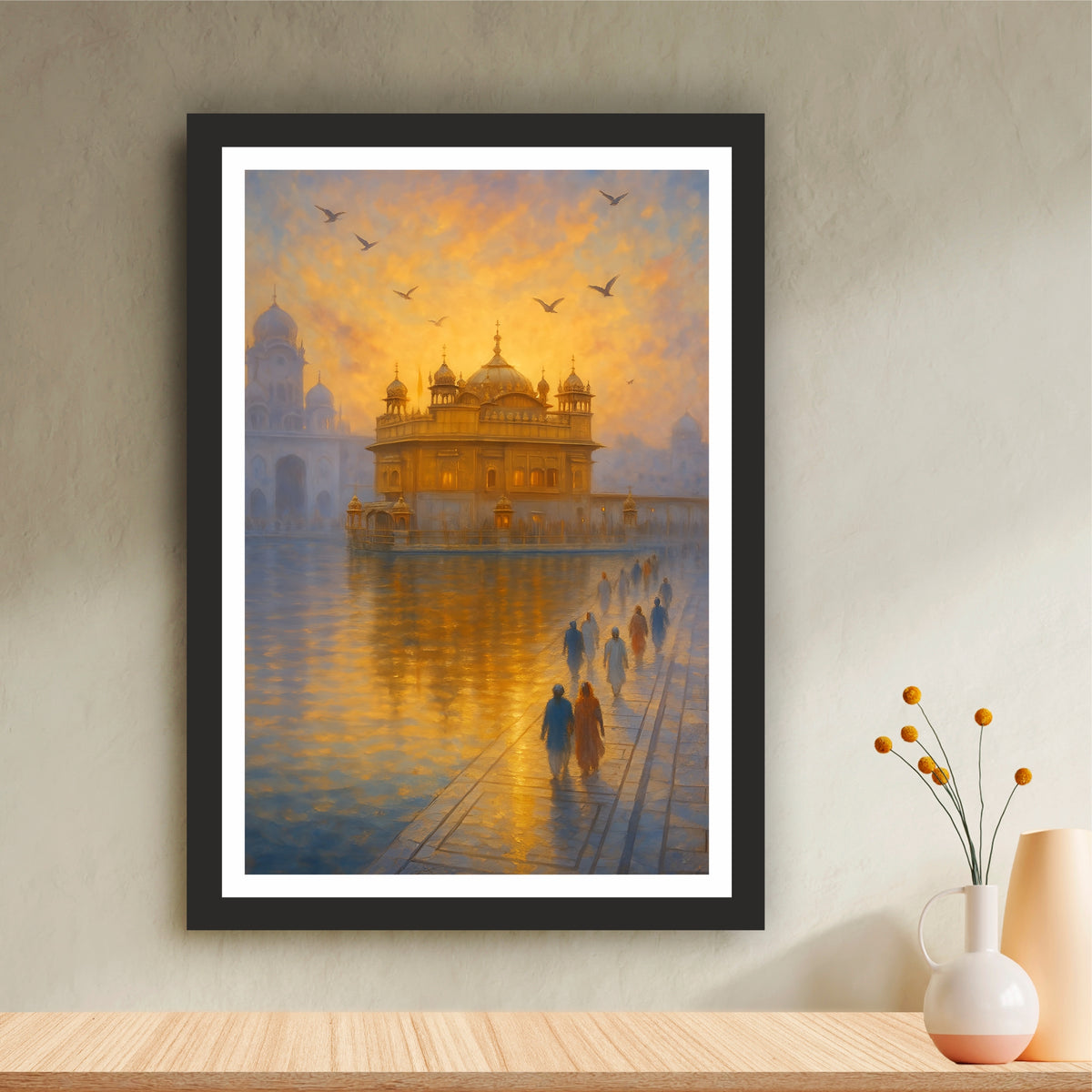 Sri Harmandir Sahib (Golden Temple) at Sunrise – Divine Serenity | Sikh Spiritual Wall Art