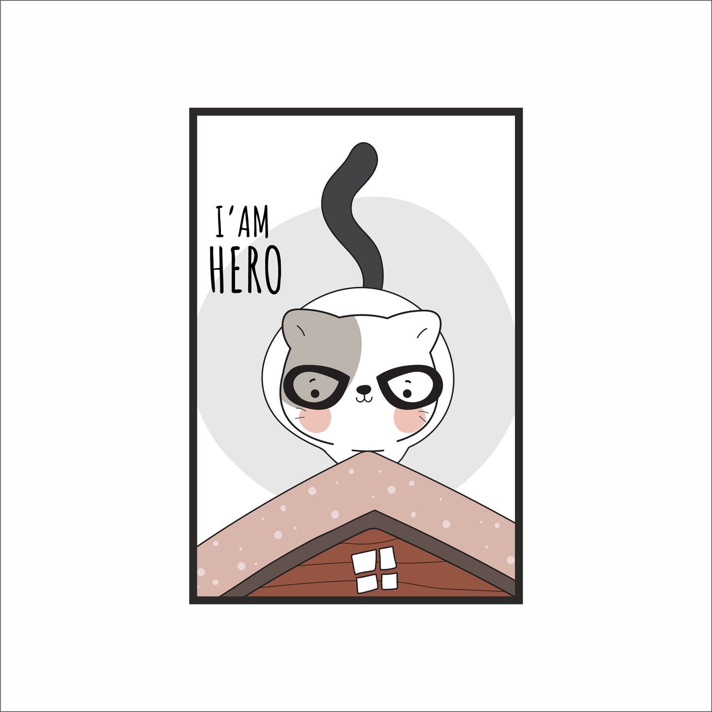 “I’m Hero Cat Wall Frame – Fun Super Cat Art for Kids’ Room 🐱💫”