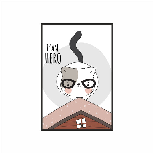 “I’m Hero Cat Wall Frame – Fun Super Cat Art for Kids’ Room 🐱💫”
