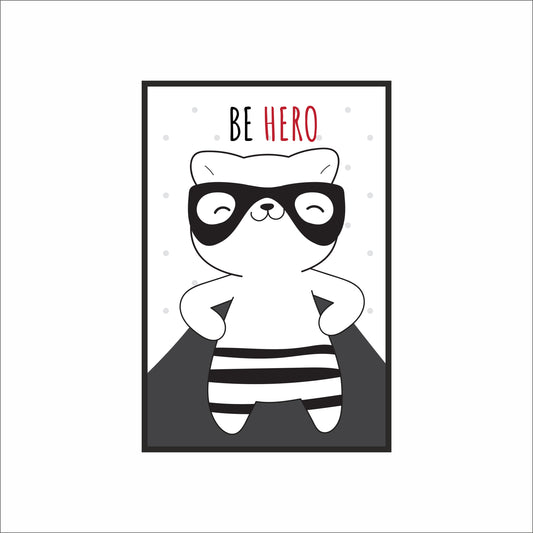 “Be Hero Wall Frame – Brave Little Hero Art for Kids’ Room 🦸‍♂️🖤”