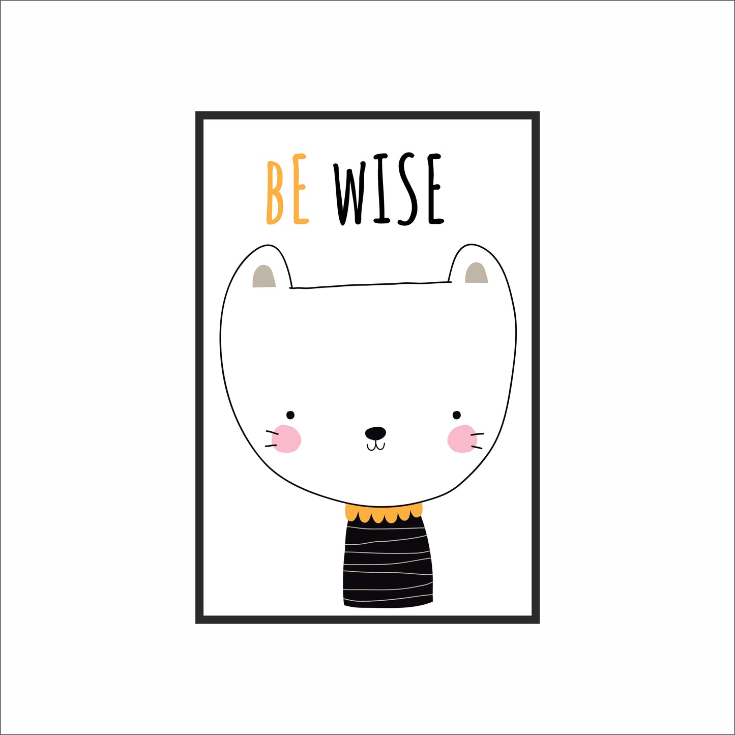 Be Wise Wall Frame – Cute Animal Art for Kids’ Room Décor 🐻✨